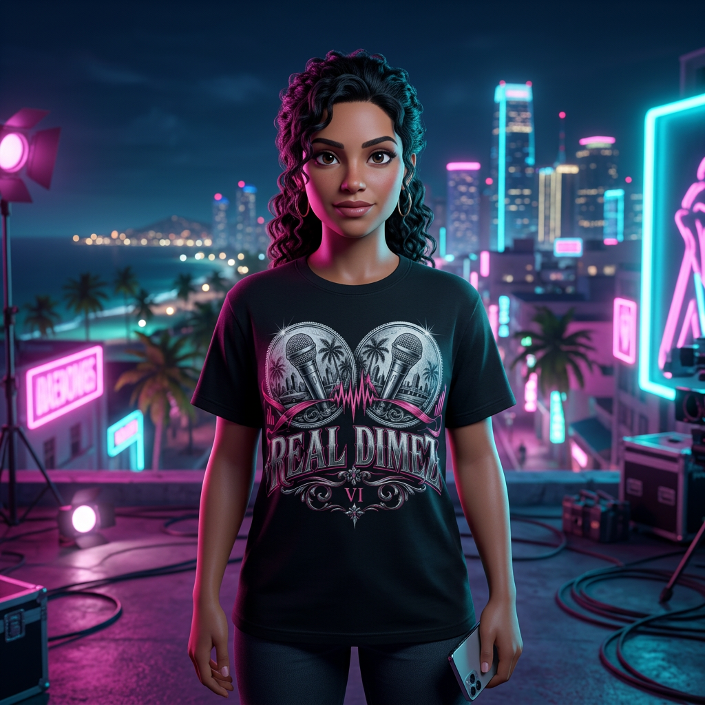 Dimez Viral Hooks T-shirt — worn in game-style scene