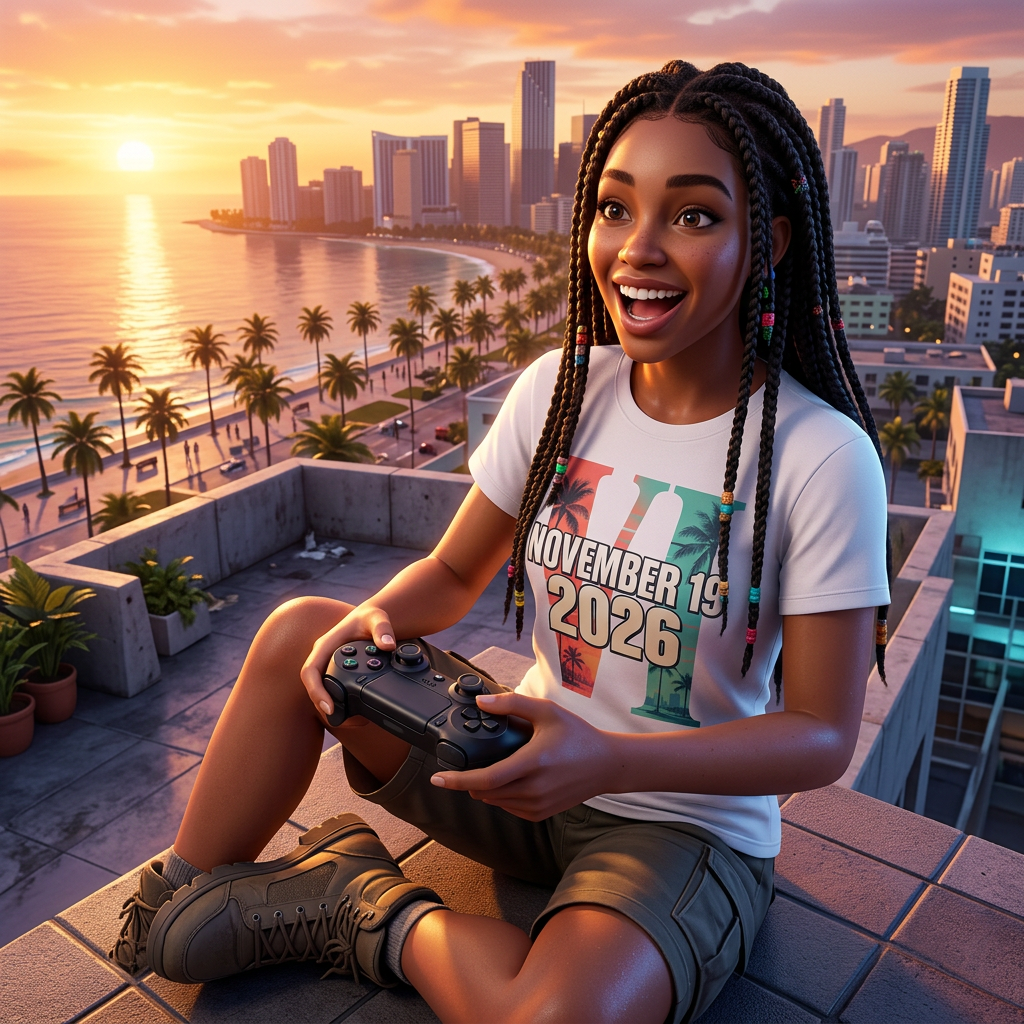 Launch Day T-shirt — worn in game-style scene