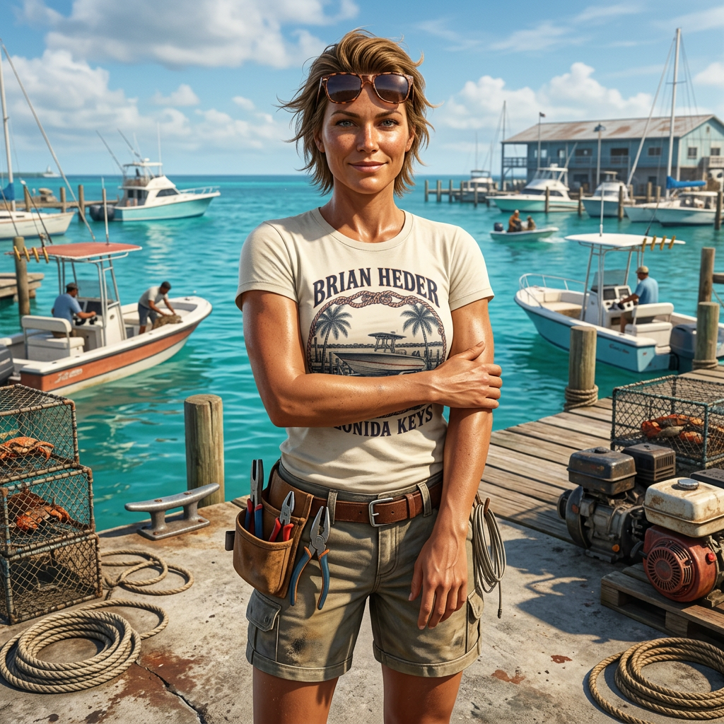Brian Boat Yard T-shirt — worn in game-style scene