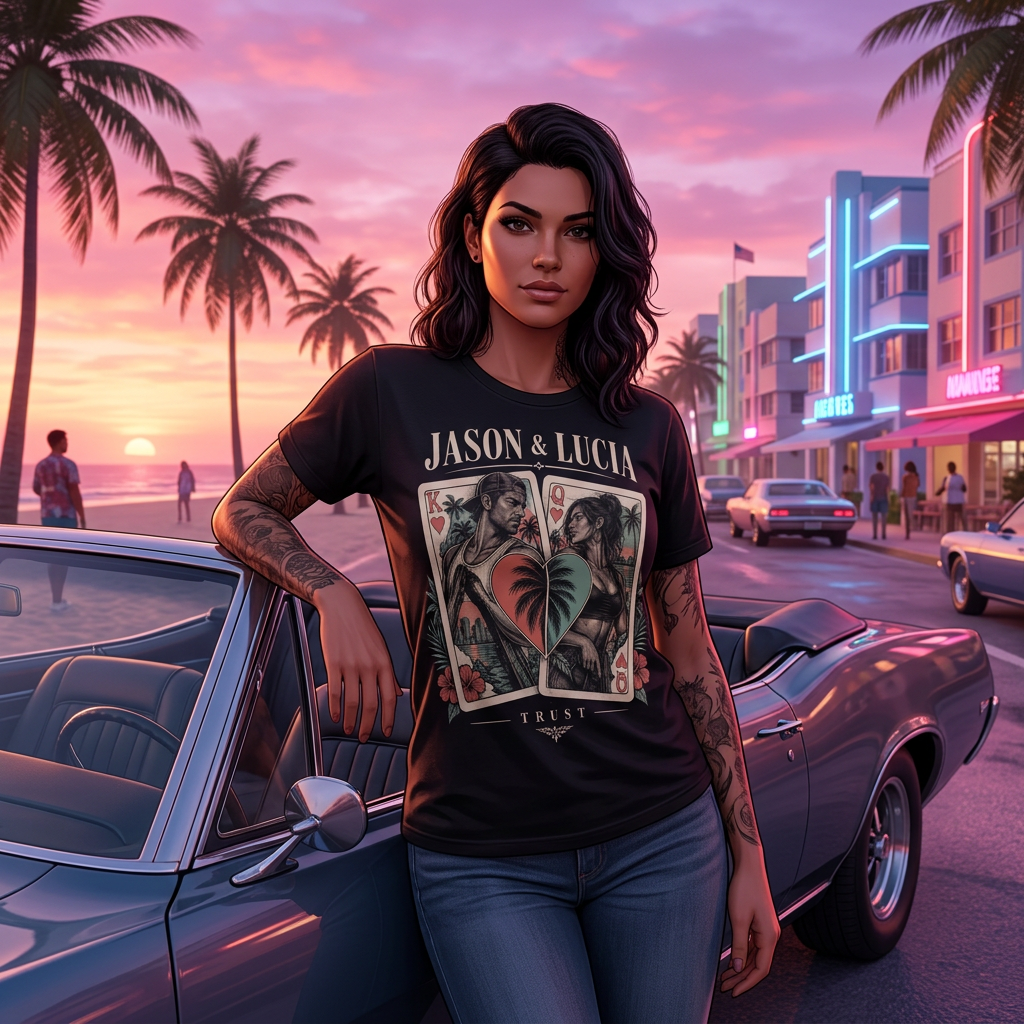 Trust Deck T-shirt — worn in game-style scene