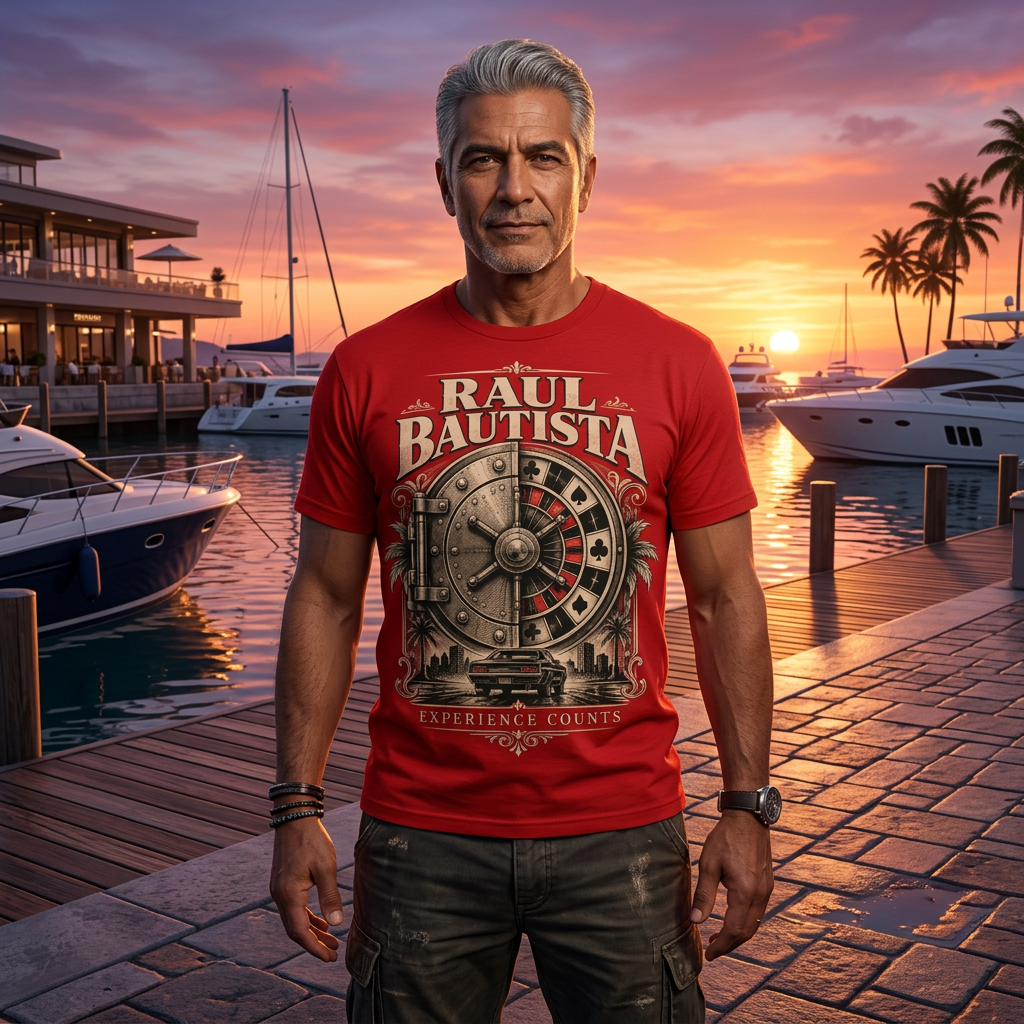 Raul Experience Counts T-shirt — worn in game-style scene